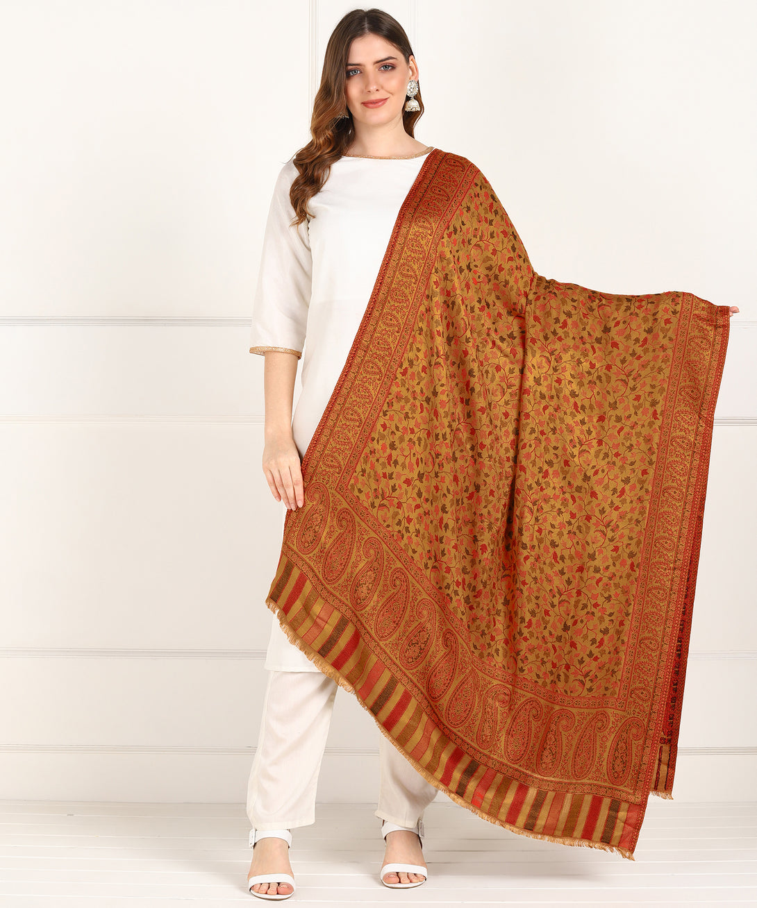 Jayri Women Pure Wool Shawl| Shawl For Women| Warm Woolen Winters Styles BEIGE