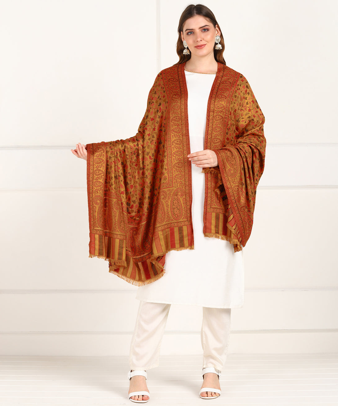 Jayri Women Pure Wool Shawl| Shawl For Women| Warm Woolen Winters Styles BEIGE